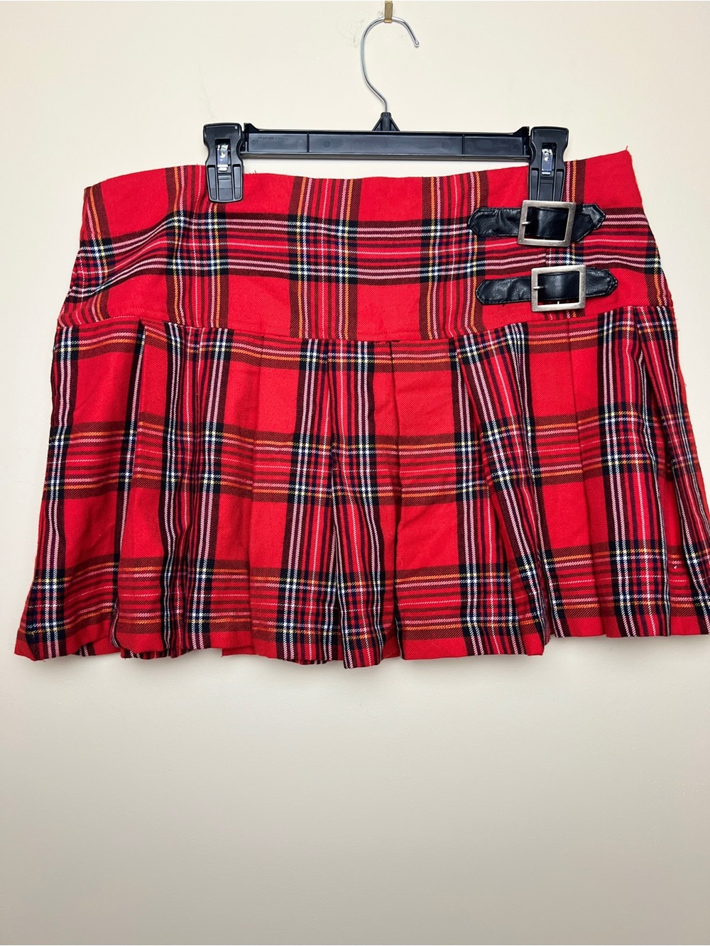 Joe Boxer Plaid Pleated Mini Skirt Size 15 Red Black Punk Emo Y2K Grunge
